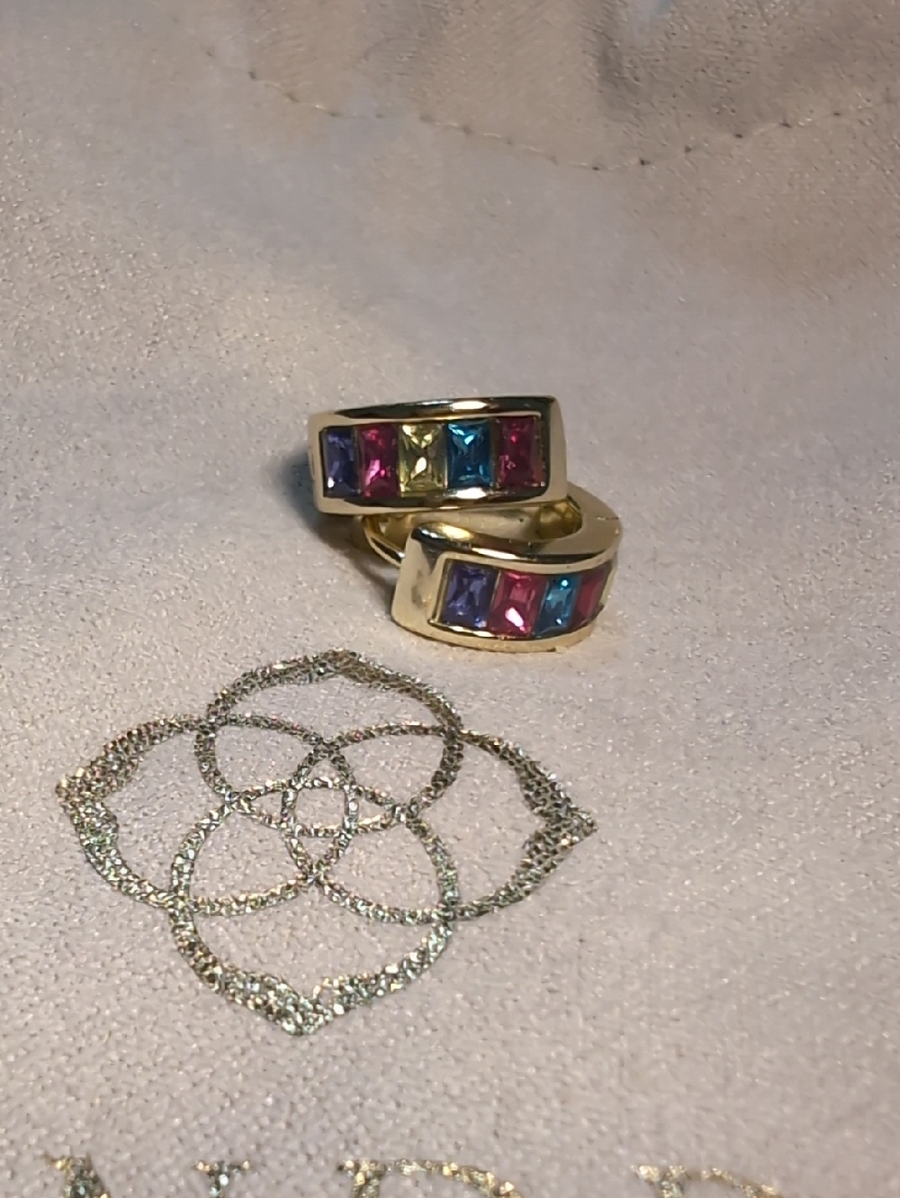 Kendra Scott Gold Huggie Hoops With Multicolor Stones (Like New!)